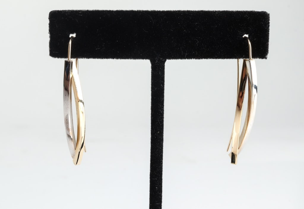 14K Yellow Gold & White Gold Sculptural Earrings (1 of 5)