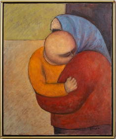 Arnaldo Miccoli "Mother & Child" Oil on Canvas (1 of 12)