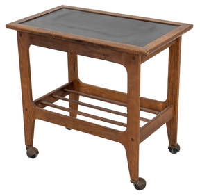 Black Topped Wooden Rolling Table Bar Cart (1 of 9)