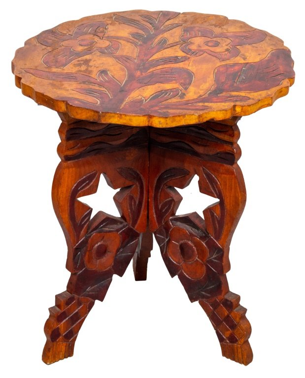 Carved Mixed Wood Side Table (1 of 6)