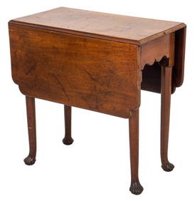 Queen Anne Style Walnut Drop Leaf Side Table (1 of 9)