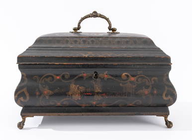 Baroque Style Japanned Tea Caddy, Late 19th C. (1 of 10)