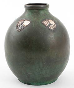 Evolution Dinanderie Art Deco Enameled Copper Vase (1 of 7)