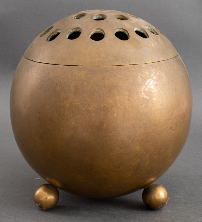 Art Deco Brass Incense Burner or Flower Frog (1 of 7)