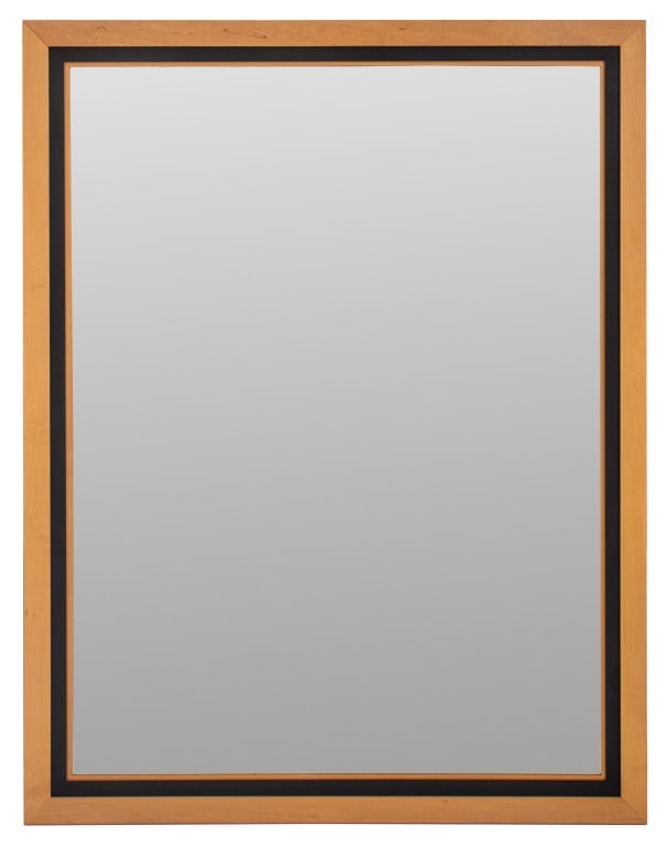 Modern Maple & Ebonized Wood Beveled Mirror (1 of 8)