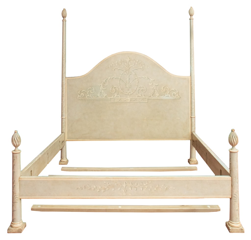 Neoclassical Style Paint Decorated Bed Headboard (1 of 12)