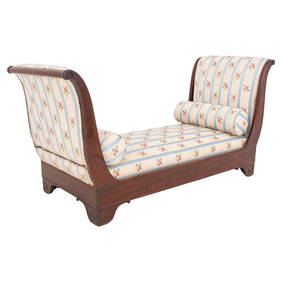 Louis Philippe Mahogany Upholstered Daybed Sofa (1 of 11)