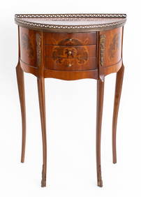 Louis XV Style Demilune Marquetry Nightstand (1 of 11)