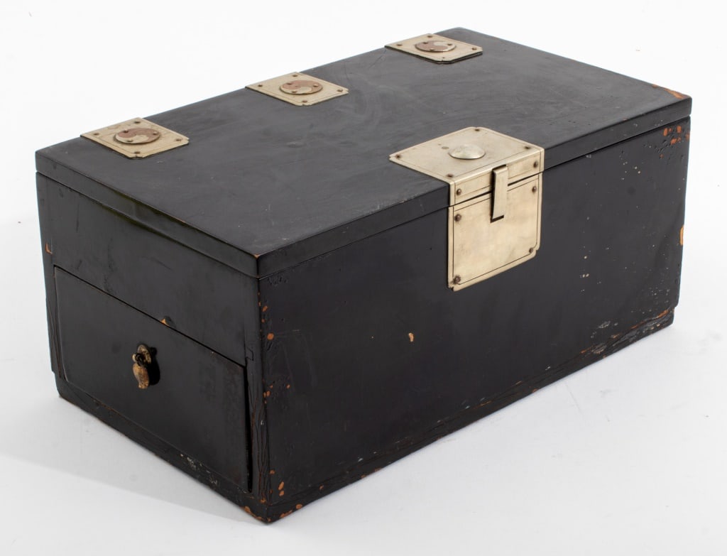 Korean Mixed Metal Mount Black Lacquer Wood Tansu (1 of 9)