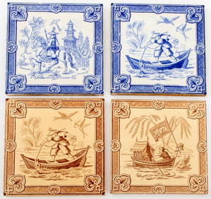 Minton Hollins Chinoiserie Transferware Tiles, 4 (1 of 7)