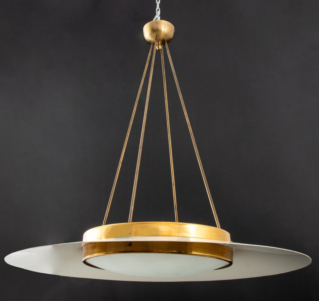 Italian Modern Large Brass & Aluminum Pendant Lamp (1 of 14)