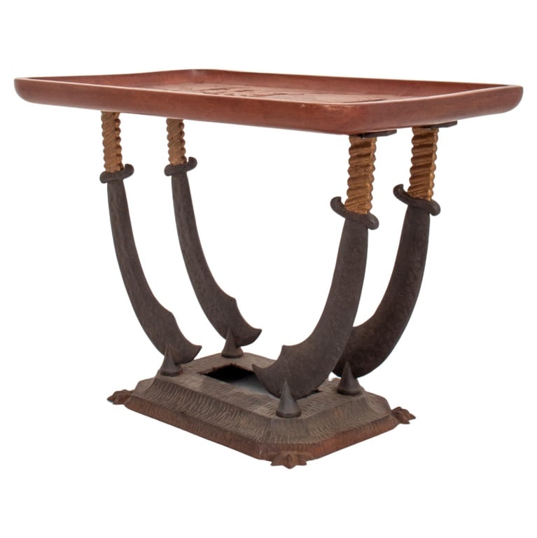 Carved Camphorwood and Cast Iron Side Table (1 of 12)