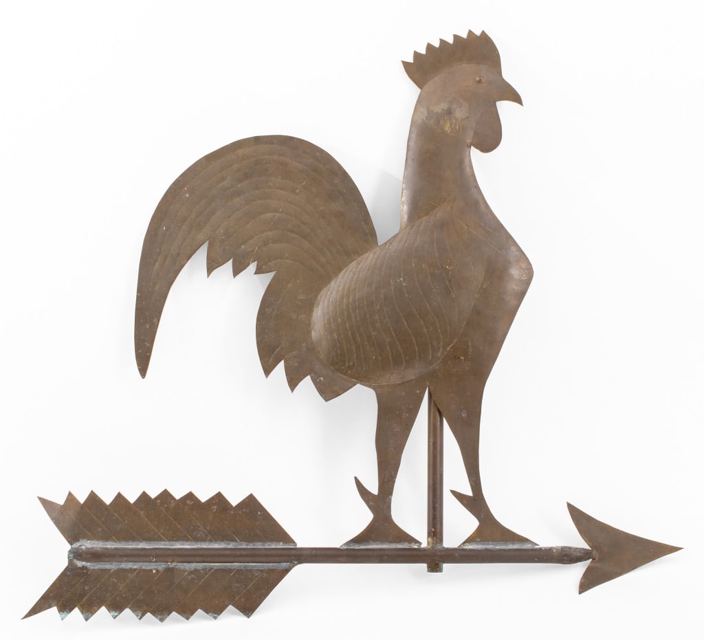 Americana Folk Art Brass Rooster Weathervane (1 of 5)