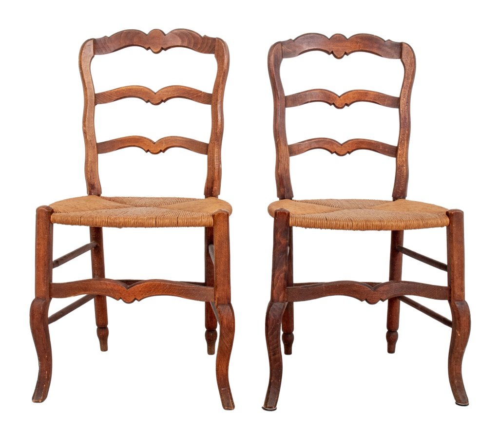 French Provincial Walnut Ladder Back Side Chairs, 2 (1 of 11)