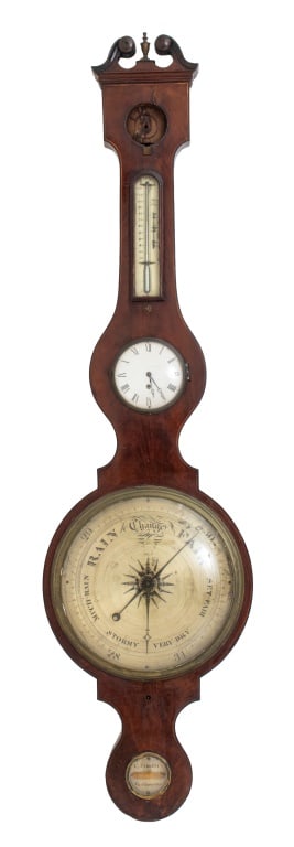 C. Tarelli George III Mahogany Barometer, 19th C. (1 of 10)