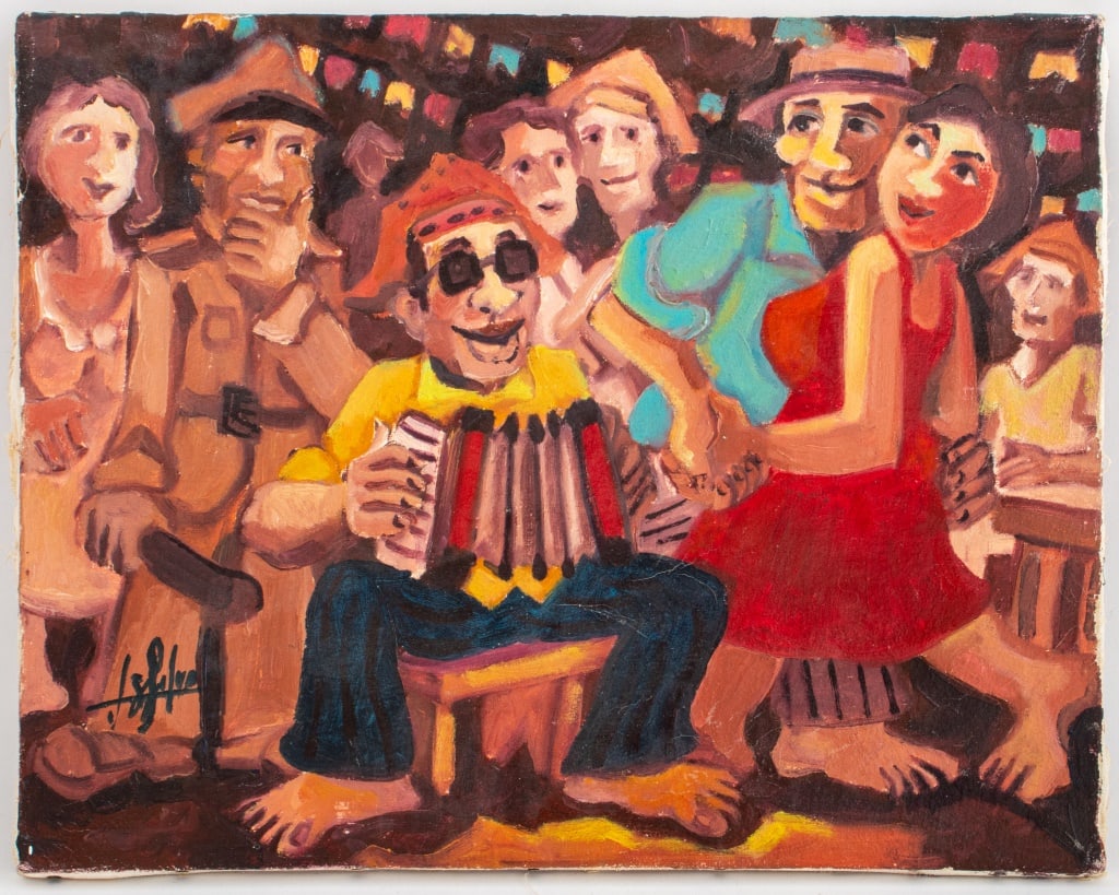 J.B. Da Silva Samba Dance Scene Oil on Canvas (1 of 9)
