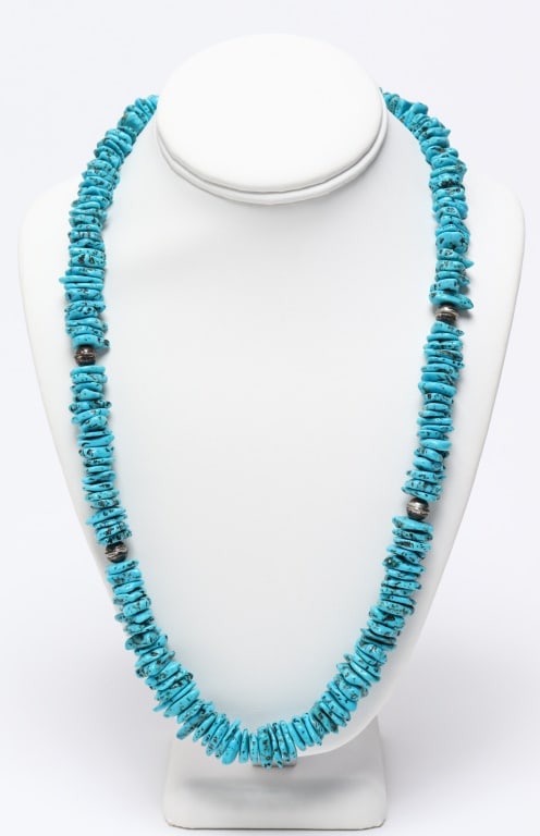 Native American Indian Silver & Turquoise Necklace (1 of 5)