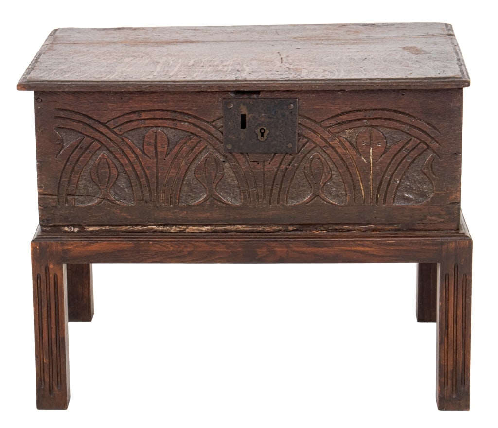 Jacobean Style Oak Casket on Stand, 19th C (1 of 7)