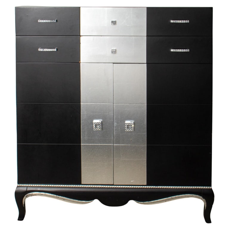 Modern Baroque Revival Black Lacquered Cabinet (1 of 10)