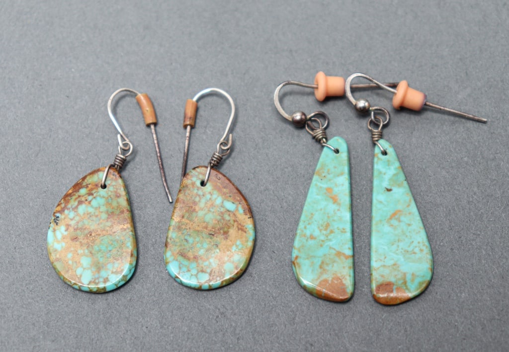 Native American Indian Silver & Turquoise Earrings (1 of 7)