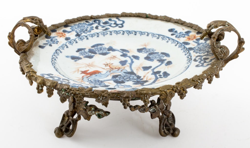 Chinese Export Deer Motif Plate on Ormolu Stand (1 of 10)
