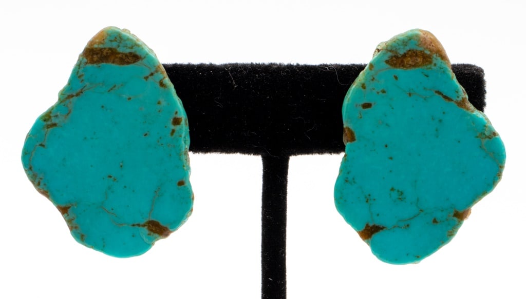 Rough Sliced Turquoise Clip-On Earrings (1 of 5)