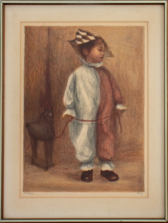 Illegibly Signed Mid-Century Figurative Lithograph (1 of 10)