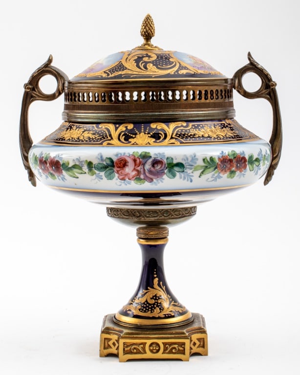 French Ormolu Mounted Covered Porcelain Compote (1 of 19)
