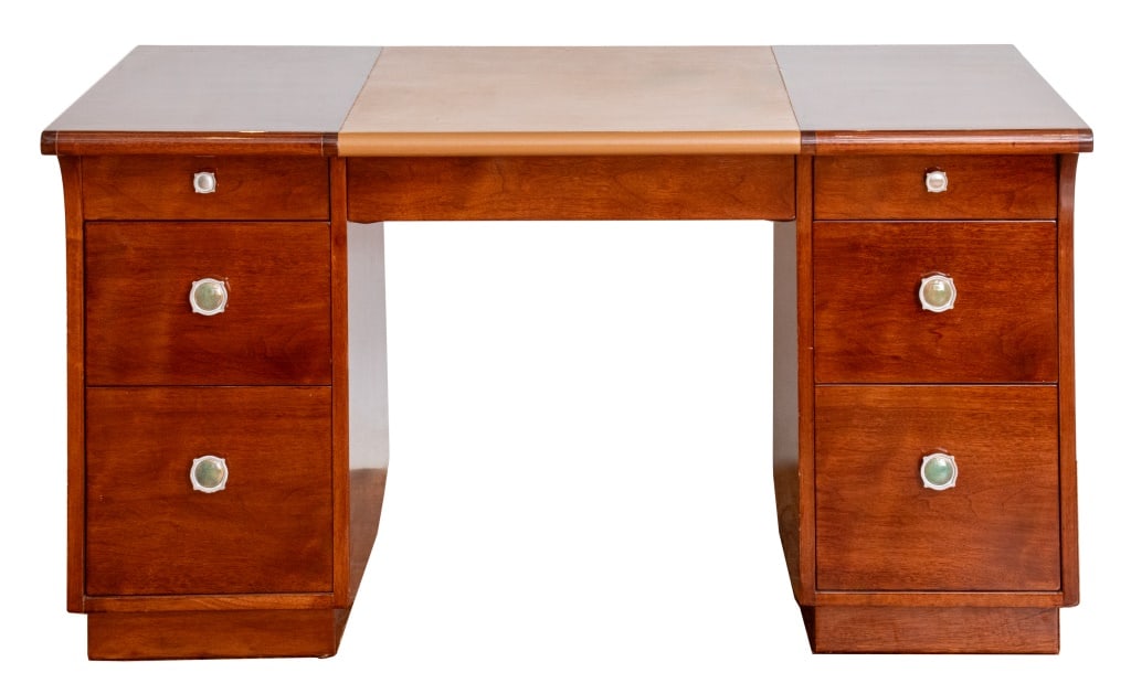 Art Deco Cherrywood Kneehole Desk (1 of 8)