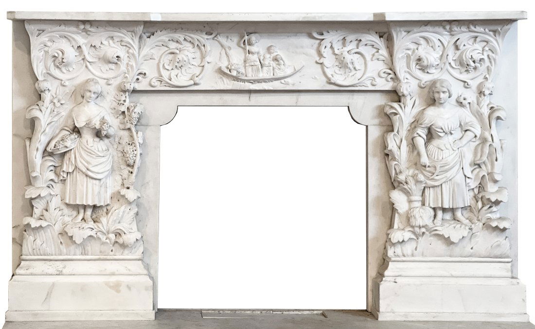Gilded Age Carved Marble Fireplace Surround (1 of 8)