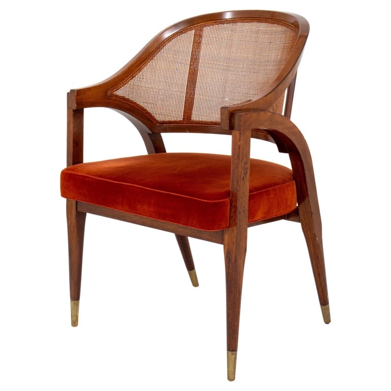 Edward Wormley Dunbar Mahogany & Caned Armchair (1 of 9)