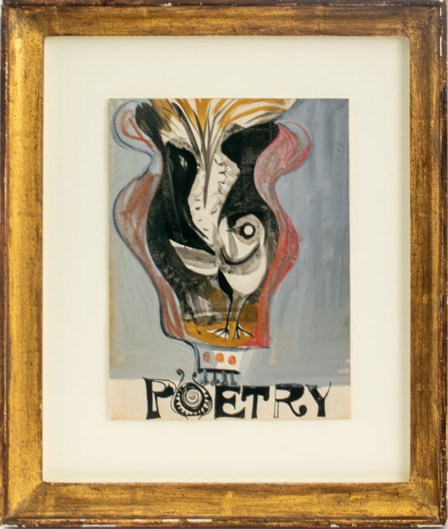 Ceri Richards "Lyre Bird" Ink, Gouache, and Pastel (1 of 9)