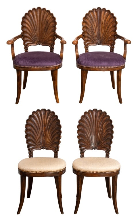 Venetian Grotto Style Carved Walnut Chairs, 4 (1 of 11)