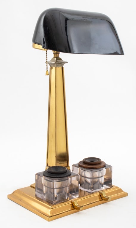H.G. McFaddin & Co. Emeralite Lamp w Inkwells (1 of 7)