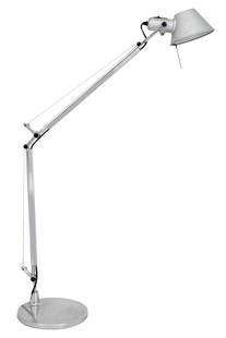 Atremide Tolomeo Aluminum Adjustable Desk Lamp: Artemide Tolomeo Adjustable Aluminium Table Lamp, designed by Michele de Lucchi and Giancarlo Fassina, marked "Artemide / Milan Made in Italy / Tolomeo" to underside of base. Largest extension: 50" H