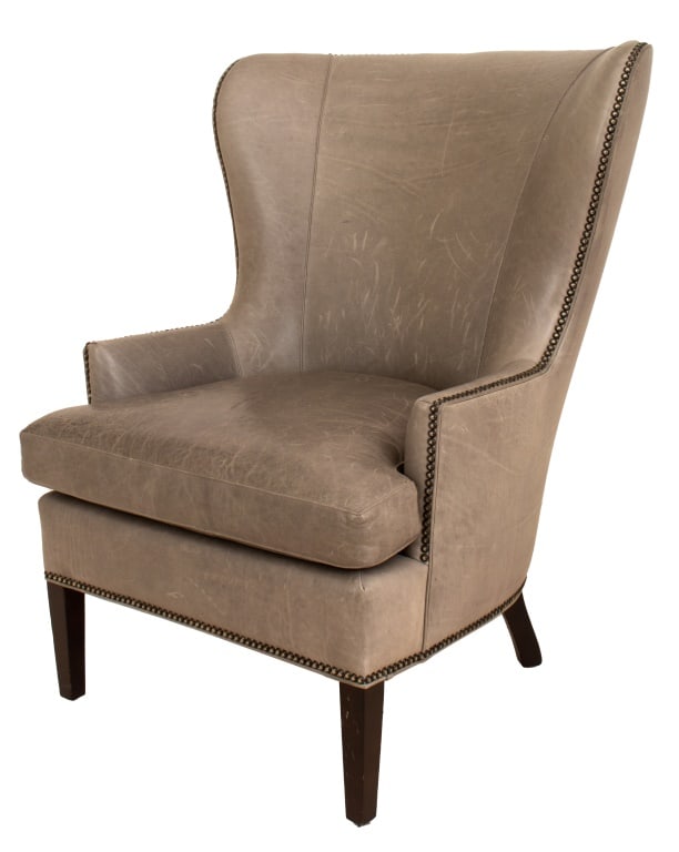 Modern Grey Leather Upholstered Armchair (1 of 11)