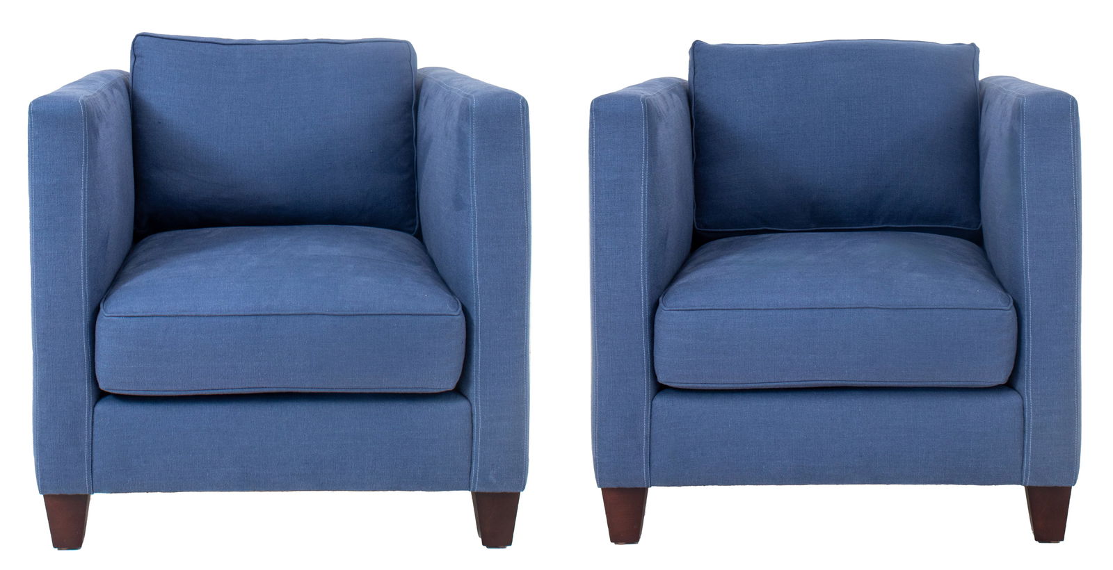 Modern Square Upholstered Armchairs, Pair (1 of 8)