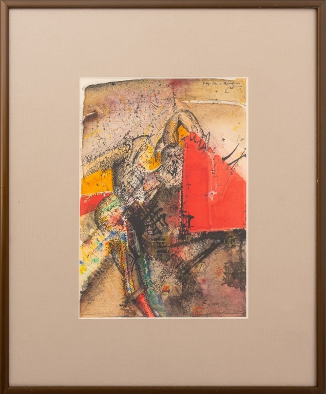 Moshe Castel Abstract Composition Watercolor, 1982 (1 of 8)