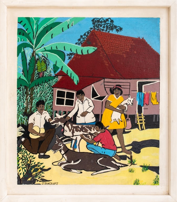 J. Bancroft Village Landscape Acrylic on Board (1 of 8)