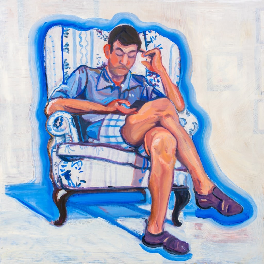 Fran Wolok "Man on Phone" Acrylic on Board (1 of 9)