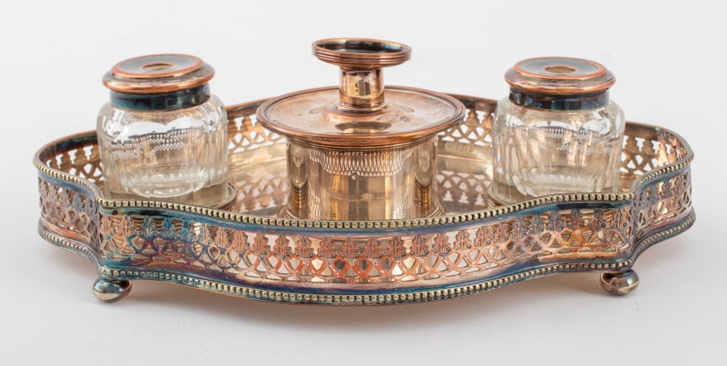 English Silver Plate Inkwell, 19th century (1 of 13)