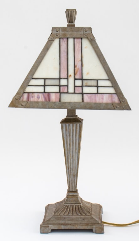 Art Deco Revival Slag Glass Table Lamp (1 of 8)