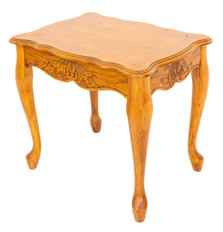French Provincial Style Carved Oak Side Table (1 of 6)