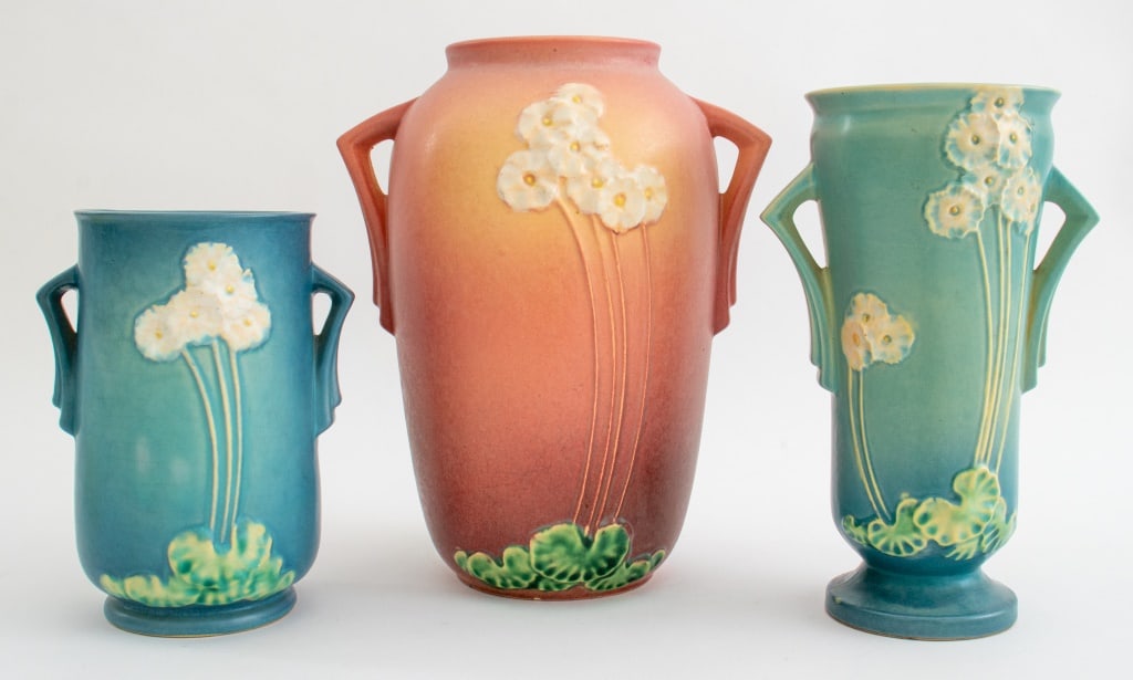 Roseville Art Pottery Primrose 2-Handled Vases, 3 (1 of 16)