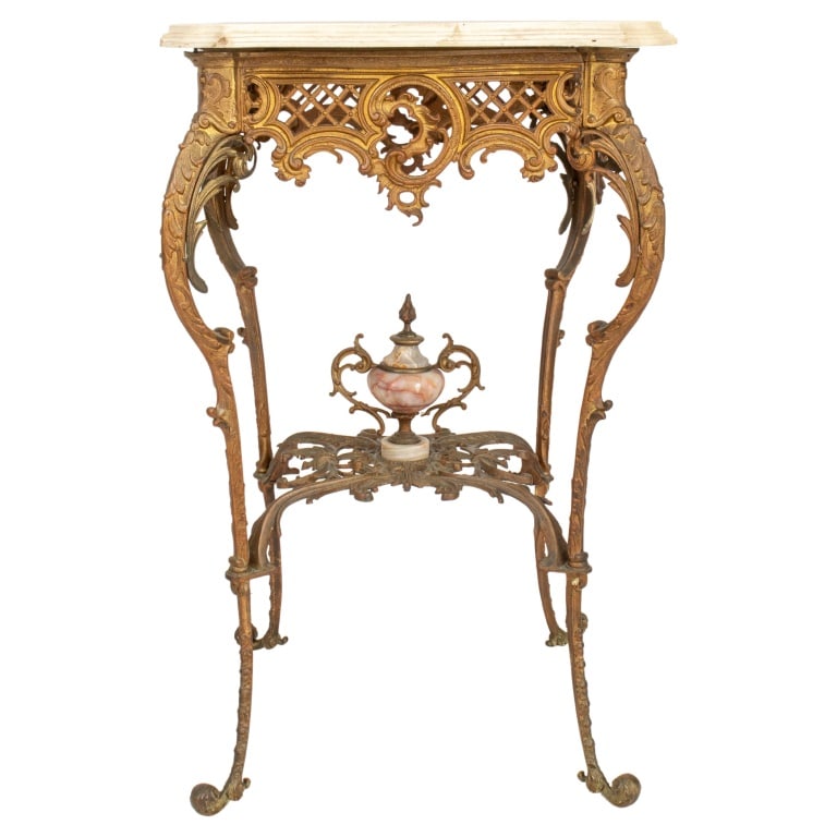 Victorian Marble Topped Gilt Metal Table (1 of 10)