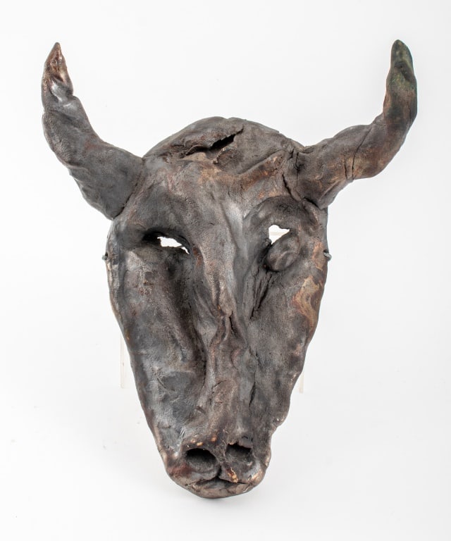 Louis Mendez Stoneware Sculpture Bull's Head Mask (1 of 11)