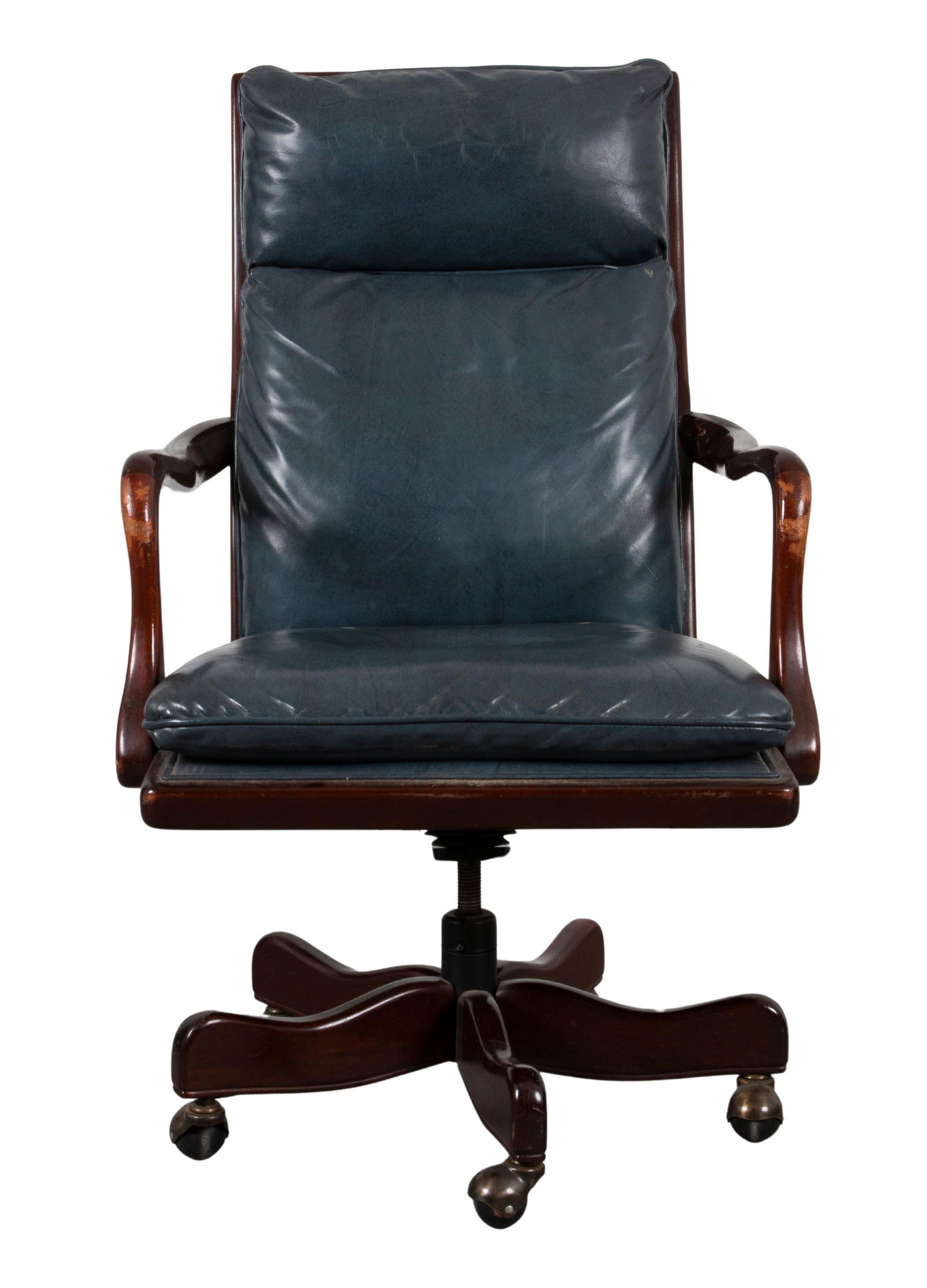 Blue Leather Executive Desk Chair (1 of 5)
