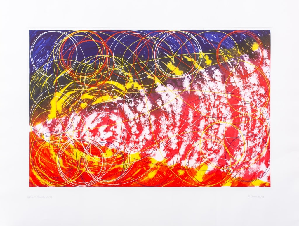 Dorothea Rockburne "Shadowed Perimeter" Etching: Dorothea Rockburne (Canadian, b. 1934), "Shadowed Perimeter", Etching and Silkscreen in Colors on Somerset Paper, 2004-2008, signed in pencil, dated, and numbered edition "23/73" to bottom margin, unf