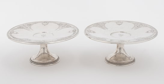 Alvin Sterling Silver Della Robbia Cake Stands, Pr