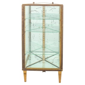 American Brass and Glass Mirrored Corner Vitrine